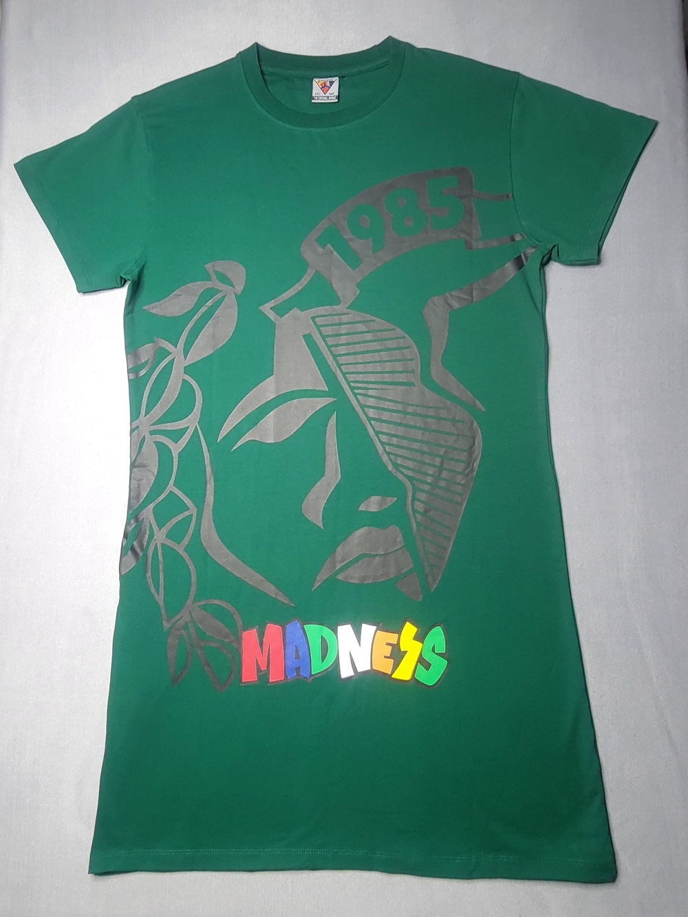 Madness Est 1985 Womens Shirt Style Dress Short Sleeve Color Green Size M
